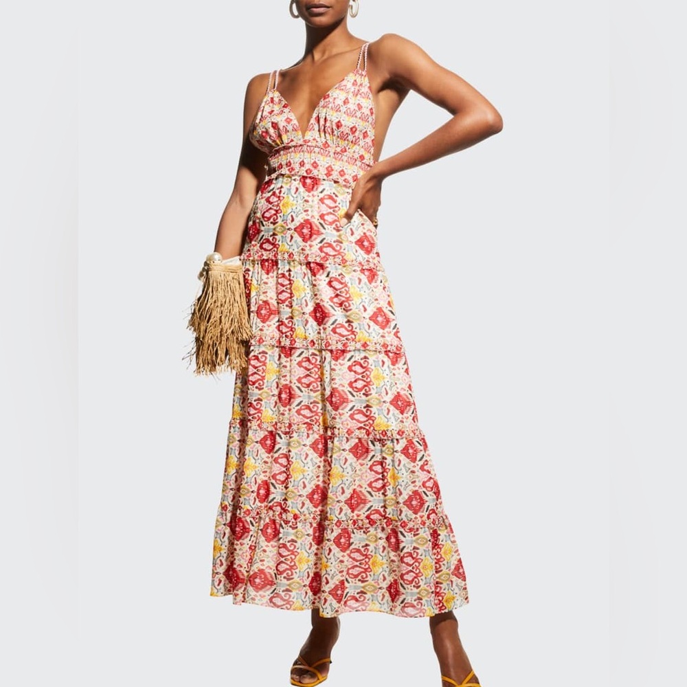 $550 ALICE & OLIVIA size 8 Karolina Vintage Market Braid Strap Maxi Dress
